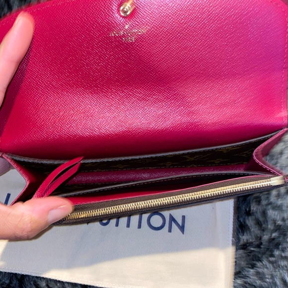 Louis Vuitton Brown Poppy Red Emilie Monogram Long Wallet. Brand New! - Picture 9 of 14